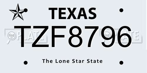 TZF8796 Texas License Plate