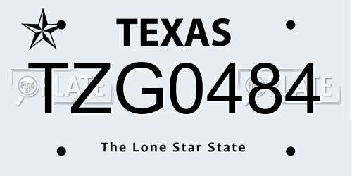 TZG0484 Texas License Plate