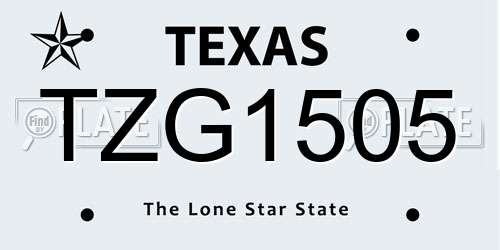 TZG1505 Texas License Plate