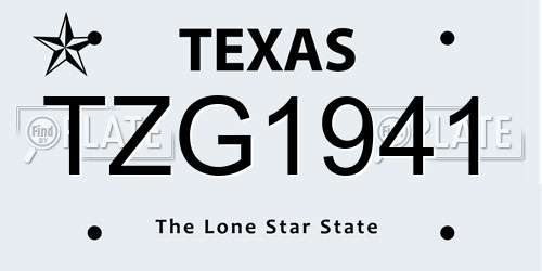 TZG1941 Texas License Plate
