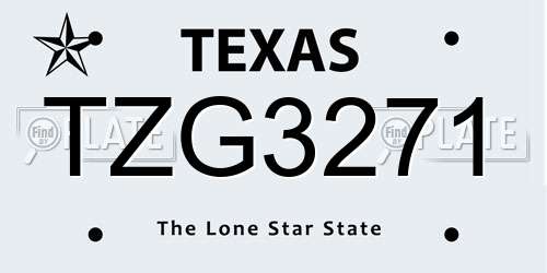 TZG3271 Texas License Plate