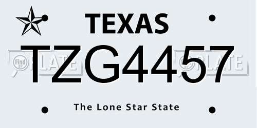 TZG4457 Texas License Plate