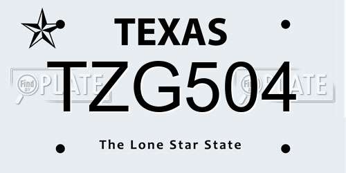 TZG504 Texas License Plate