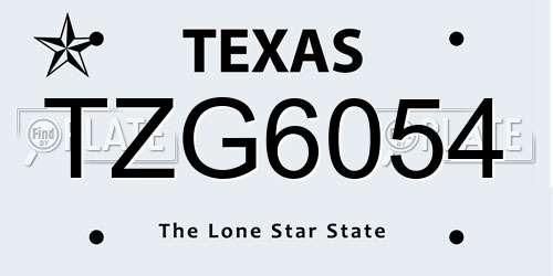 TZG6054 Texas License Plate