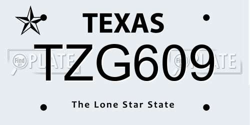TZG609 Texas License Plate
