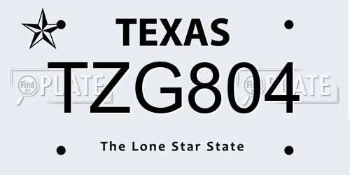 TZG804 Texas License Plate
