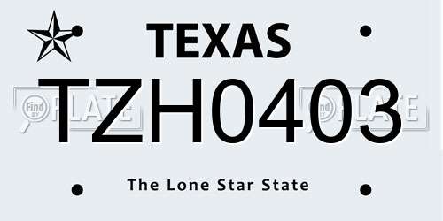 TZH0403 Texas License Plate