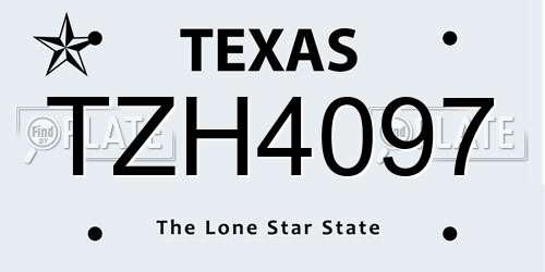 TZH4097 Texas License Plate