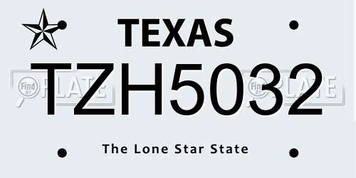 TZH5032 Texas License Plate