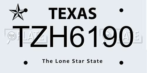 TZH6190 Texas License Plate