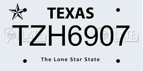 TZH6907 Texas License Plate