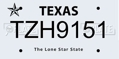 TZH9151 Texas License Plate
