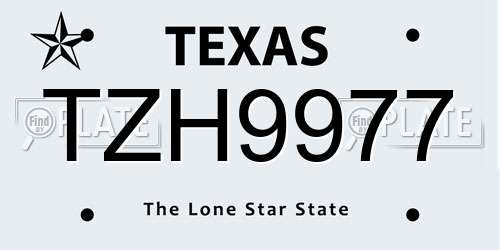 TZH9977 Texas License Plate