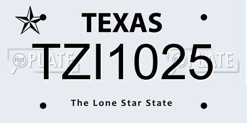 TZI1025 Texas License Plate