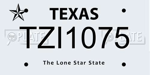 TZI1075 Texas License Plate