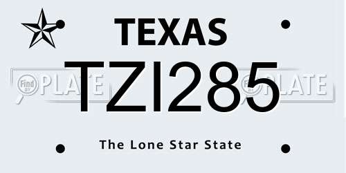 TZI285 Texas License Plate