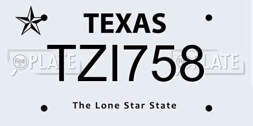 TZI758 Texas License Plate