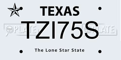 TZI75S Texas License Plate