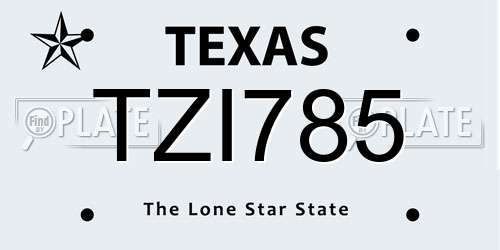 TZI785 Texas License Plate