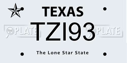 TZI93 Texas License Plate