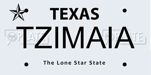 TZIMAIA Texas License Plate