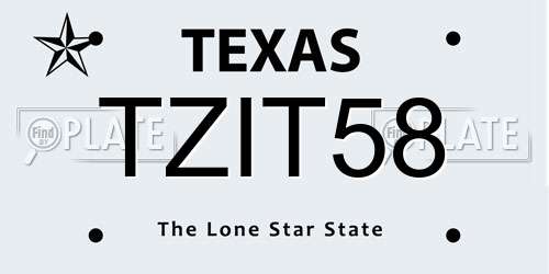 TZIT58 Texas License Plate
