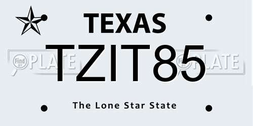 TZIT85 Texas License Plate