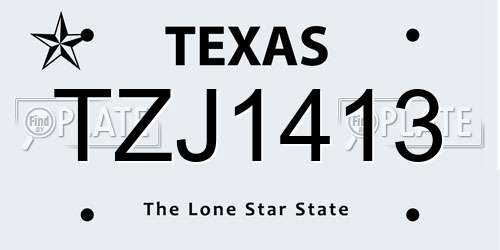 TZJ1413 Texas License Plate