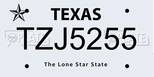 TZJ5255 Texas License Plate