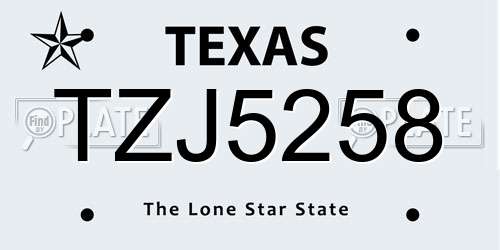 TZJ5258 Texas License Plate
