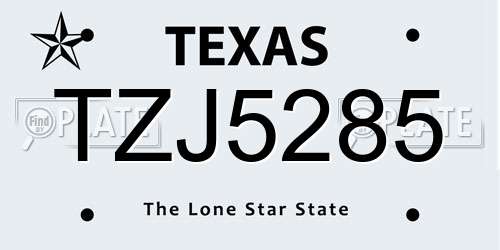 TZJ5285 Texas License Plate