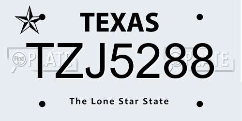 TZJ5288 Texas License Plate