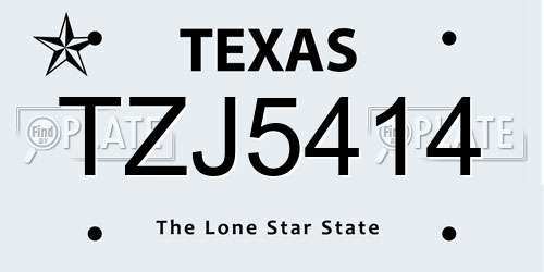 TZJ5414 Texas License Plate