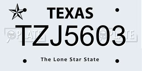 TZJ5603 Texas License Plate
