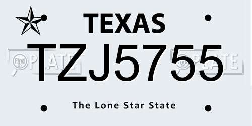 TZJ5755 Texas License Plate