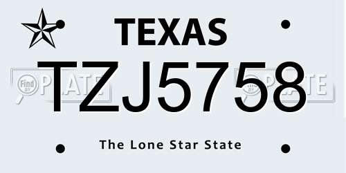 TZJ5758 Texas License Plate
