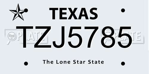 TZJ5785 Texas License Plate