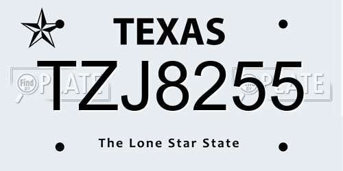 TZJ8255 Texas License Plate