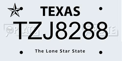 TZJ8288 Texas License Plate