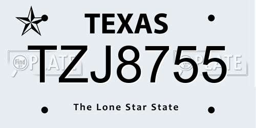 TZJ8755 Texas License Plate