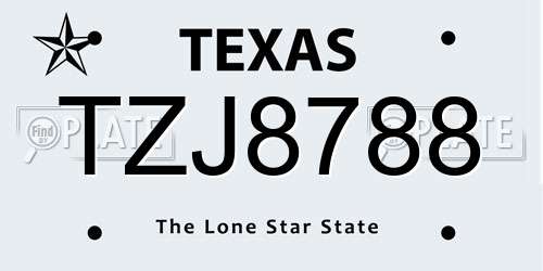 TZJ8788 Texas License Plate