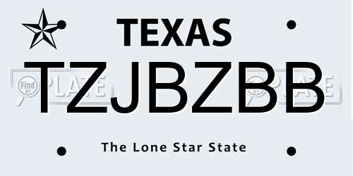 TZJBZBB Texas License Plate