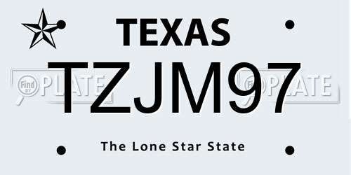 TZJM97 Texas License Plate