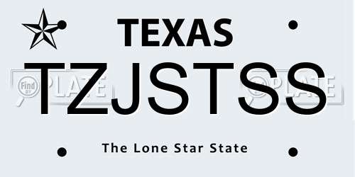 TZJSTSS Texas License Plate