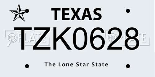 TZK0628 Texas License Plate