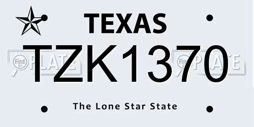 TZK1370 Texas License Plate