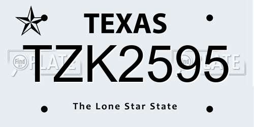 TZK2595 Texas License Plate
