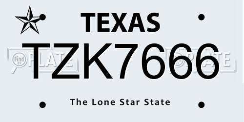 TZK7666 Texas License Plate