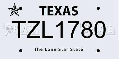 TZL1780 Texas License Plate