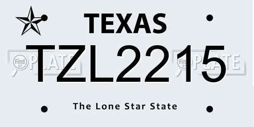 TZL2215 Texas License Plate